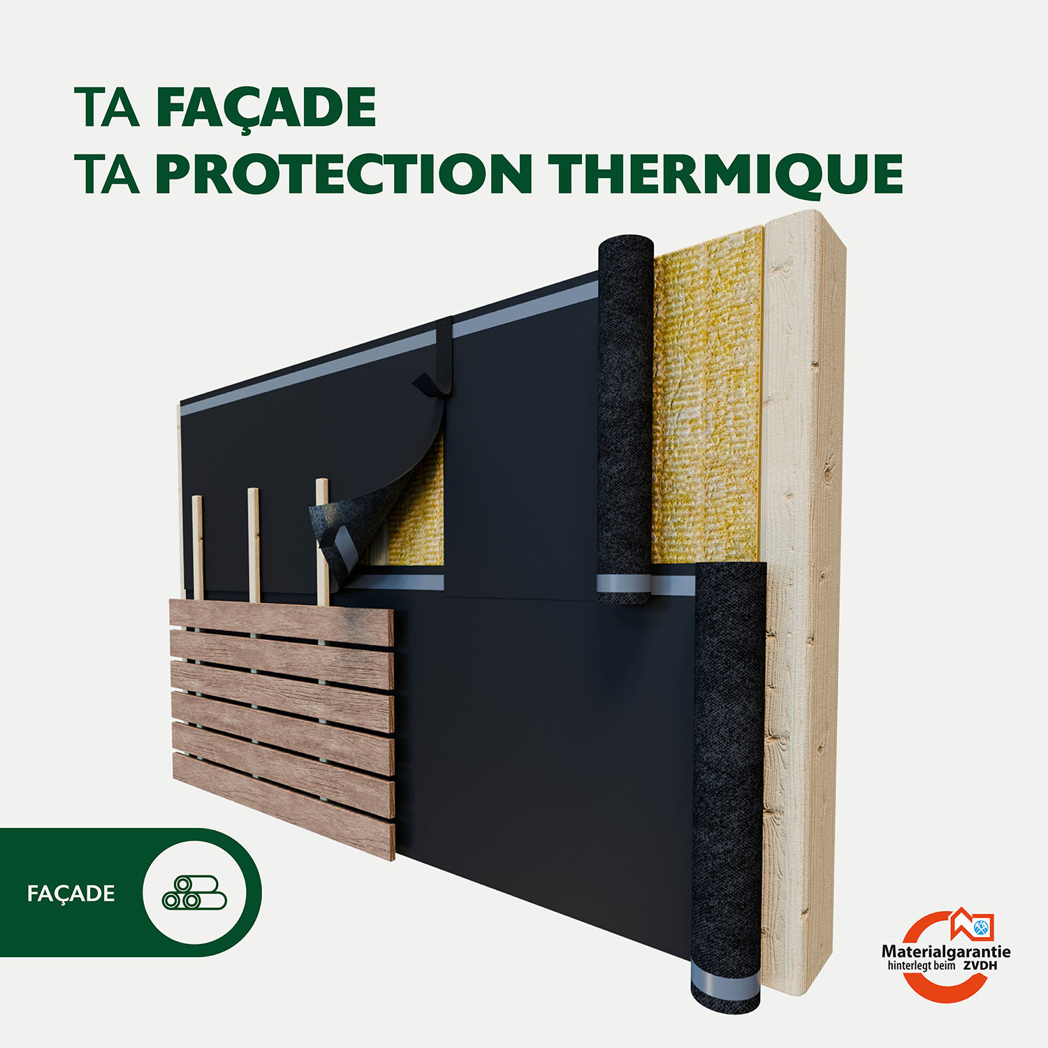 ALMO Écrans pare-pluie pour façade UV Volcano® 